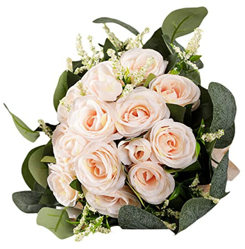 Levemolo Hochzeitsstrauß Aus Künstlichen Rosen Champagnerfarbe Realistischer Brautstrauß Für Elegante Hochzeiten Langlebig Und Wiederverwendbar Perfektes Für Großen Tag