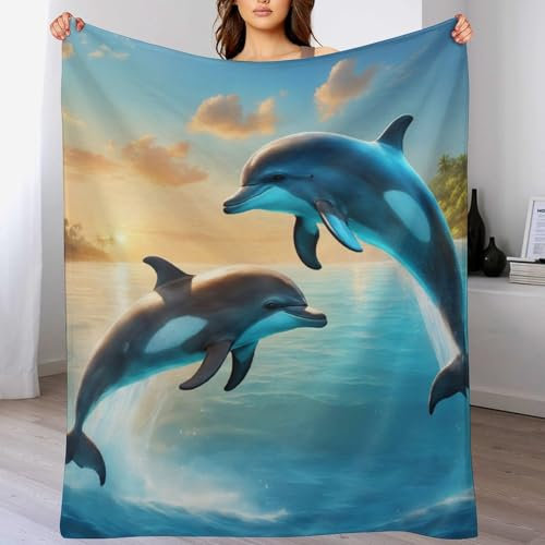 AAPZY Delfin Anime-Charaktere Decke Decke Flannel Sofadecke Strandtuch Teppich Picknickdecke Weich & Plüsch Umhang Für Schlafzimmer, Alle Jahreszeiten （140×180cm）