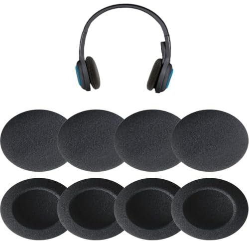 Zhenghebuy 8 Pezzi Schiuma Paraorecchie,Copri Auricolari in Spugna Nera,Copri Cuffie Lavabile,Cuscinetti Auricolari in Gommapiuma,Coperture in Morbida Spugna per Auricolari(55mm)
