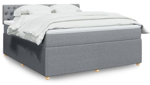 Iiaky Boxspringbett mit Matratze Betten Mit Matratze Schlafzimmer Bett Boxspringbett Mit Matratze Hellgrau 180x200 cm Stoff // 3289842