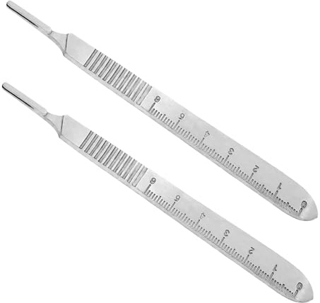 SS INSTRUMENTX Scalpel Handle No.3 BP Handle Fits Blades Numbers 6-16 (1 Count (Pack of 2) Silver)