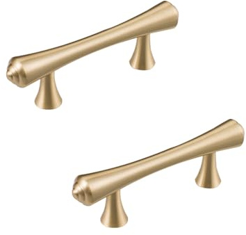 Schrankgriffe Gold Vintage, 2 Stück Möbelgriffe Massive Messing | Gebürstet, Küchengriffe Schubladengriffe Lochabstand: 64-192mm Schrank Schublade Türgriffe Griffe für Küchenschränke 64mm/2.5in