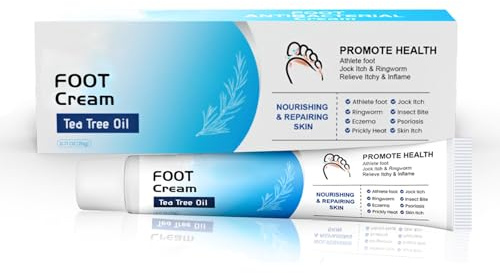 Foot Cream with Tea Tree Oil – Fast-Acting Athletes Foot Cream for Itchy, Flaky Feet, Soothes & Repairs Dry Cracked Skin