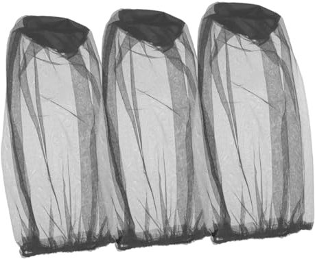 Chapeau Moustiquaire Rond Pliable Noir 3 Pièces en Voile Mesh