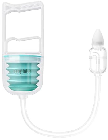 Manual Nose Sucker for Baby – Strong Suction Nasal Aspirator with Soft Silicone Tips, Easy to Clean & Reusable, Quiet and Safe Newborn Nose Cleaner by Baby Futur