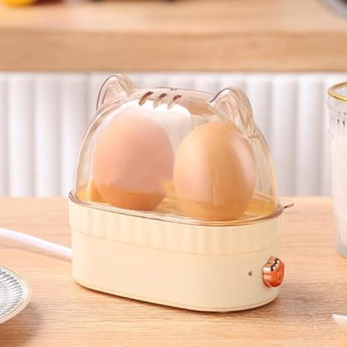 Mini Smart Electric Egg Cooker for Kitchen,Portable Egg Boiler with Auto Shut Off,Rapid Cooker for 2 Eggs Capacity for Breakfast, Kitchen, Dorm (Orange)