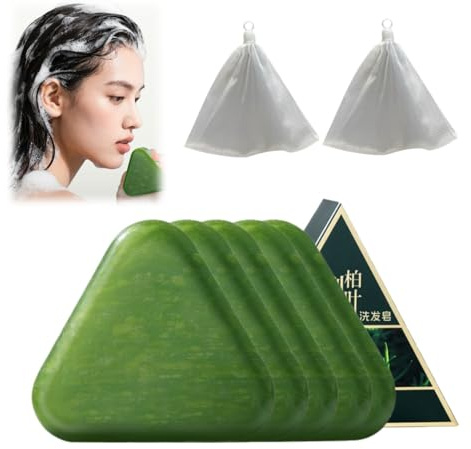 5 st Nature Triangle Shampoo Bar, Nature Green Shampoo, vegetabilisk fast schampo, stärker rakt hår, skonsam rengöring och närande vård för kvinnor och män