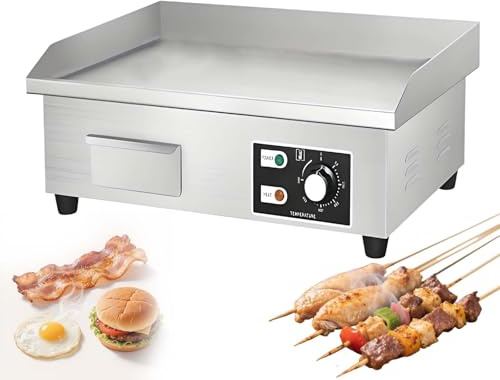 Piastra Superiore Piatta Commerciale 14/22 – Griglia Elettrica Da 3000w, Acciaio Inox,Per Ristoranti, Adatta A Casa E Cucina, Con Temperatura Compresa Tra 50 E 250 °C, 220 V.(1700W)
