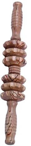 Manueller Rückenmassagegerät Holz Muskelrolle Ergonomisch für Zuhause | Holzgriff, Rollen Design, Bequemer Halt, für Oberen Rücken, 1 Stück, Kaffeeton