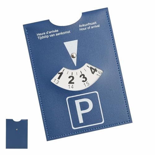 XIANGJIEU Disque de Stationnement Disques de Parking de Luxe Bleu Stationnements Carte Horodateur en Cuir Synthétique pour Voiture Camion Camping-Car Accessoires Auto