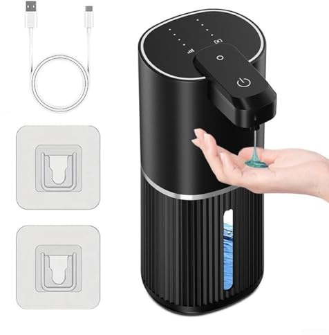 K1 - Dispenser automatico di sapone, con sensore compatto, disinfettante per le mani, regolabile, impermeabile, pompa elettrica per cucina e bagno (gel nero)