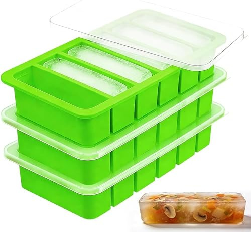 3 st soppfrysbehållare, buljong kub form, buljong och sås frysa 6 hål per behållare för perfekta portioner, praktisk silikon matförvaring, 6 x 120 ml