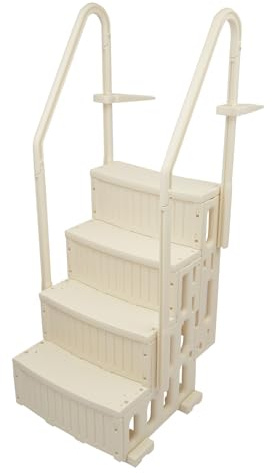 Poolleiter Dockleiter Kunststoff-Pooltreppe mit Handläufen, 4 Stufen Trittstufe, 181.44 kg Tragkraft, Wohnmobiltreppe, Whirlpoolstufe, Standtreppe für Einbaupools, Terrasse, Haus, Außen