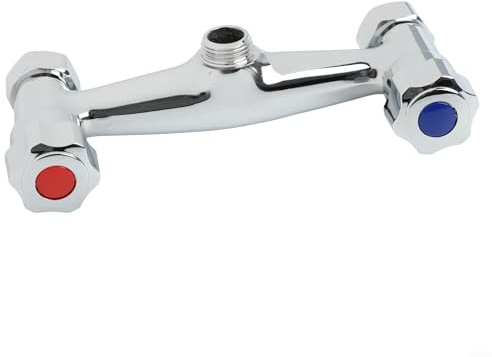 Grifo mezclador de ducha de doble interruptor de repuesto, barra mezcladora termostática de ducha de dos salidas, material de latón, doble mango, doble control, válvula mezcladora en pared (A)