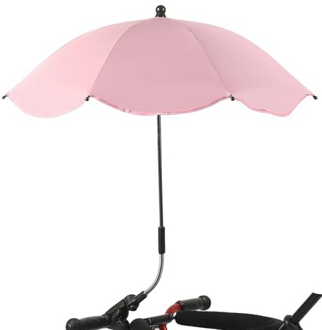 Barnvagnsparasol, 360° justerbart UPF 50+ sol- och regnskydd barnvagnsparaply med 8 stålribbor, parasollfäste för barnvagnar, stil 1