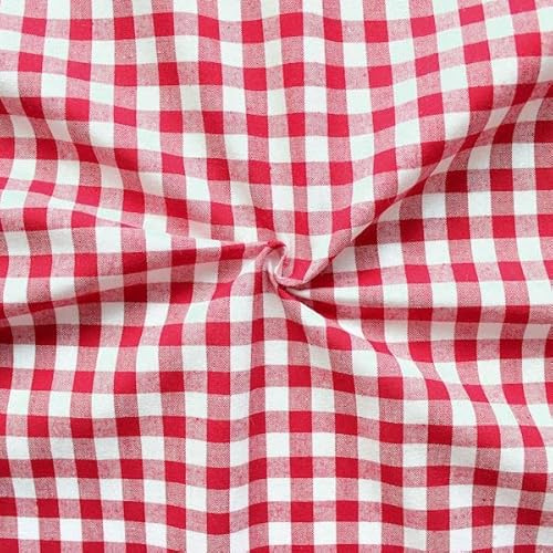 STOFFKONTOR 100% Baumwollstoff Stoff Züchen Vichy Karo groß – Öko-Tex Standard 100 - Meterware, Rot-Weiss – zum Nähen von Bekleidung, Vorhängen, Bettwäsche, Dekorationen uvm.