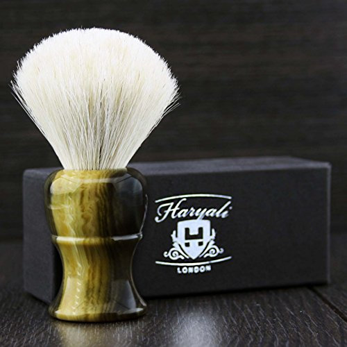 Haryali London Hand Assembled Imitation Horn Handle White Badger Shaving Brush Sophist Collection & Design by Haryali London.