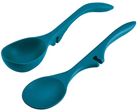 Rachael Ray 46834 Kitchen Tools and Gadgets Nonstick Utensils/Lazy Spoon and Ladle, Silicone, Marine Blue