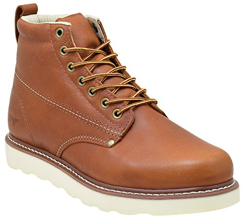 Golden Fox Work Boots Men's 6 Plain Toe Wedge Boot for Construction with Lightweight Comfortable Outsole Size 13 D(M) US Brun