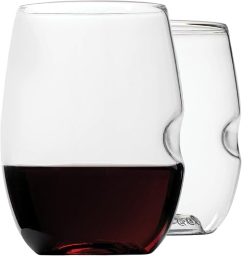 govino Lot de 2 grands verres à vin en plastique réutilisables 475 ml – Grands verres à vin sans pied – Verre Tritan incassable et incassable, tasses fantaisie qui ressemblent à du verre – Utilisation