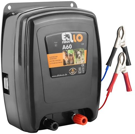 Ellofence Électrificateur clôture électrique 12 V batterie (A60) – Silencieux & puissant – Appareil premium robuste pour pâturage – Idéal chevaux