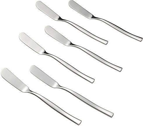 Idotry 6-Piece Stainless Steel Butter Knives, Cheese/Butter Spreaders, 6.32-INCH