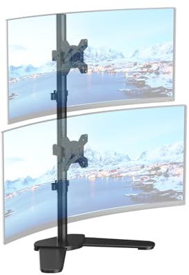 Bracwiser Vertical Dual Monitor Mount Stand for 13-27 Inch LCD LED Screens - Free Standing Universal Mount, Height Adjustable (80cm Pole) ML7802