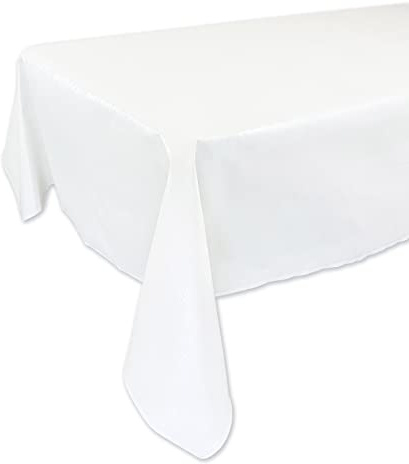 FALA BRAND Tovaglia Plastificata Rettangolare 6 Posti 140x180 Cerata In Pvc Con Bordino Impermeabile Copri Tavolo Soggiorno Moderno Antimacchia Facile Da Pulire, Bianca Elegante per la casa Natalizia
