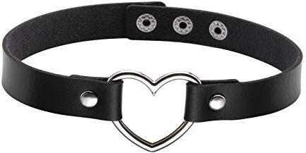 JJDreams Herz Choker Damen Leder Choker Halsband Schwarze Choker Gothic Punk Rock Halsband Schmuck