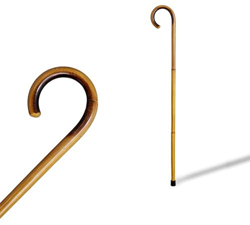 SB Bastone da passeggio in legno naturale (512) con gomma antiscivolo, marrone, altezza 92 cm, adatto per persone da 1,5 a 1,9 m, 1 pezzo