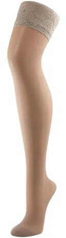 BAHNER Premium Stützstrumpfe Damen halterlose transparent, Strumpfhose, Spitzenstrümpfe, Strümpfen 140 DEN
