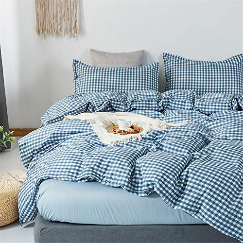 Morbuy Set di Biancheria da Letto 4 Pezzi - Plaid Stampa Set Copripiumino in Microfibra con 1 Lenzuola Piane e 2 Federe per Letto Singolo Matrimoniale King (Azzurro,180x220cm /1.8M)