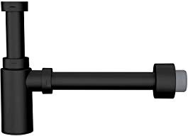 Sifón de botella extensible con registro, modelo S-438, 1 1/4 X 40, horizontal, con alargadera y plafón, color negro (referencia: Jimten 001616)