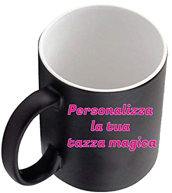 gadgeteventi Tazza Magica Nera in Ceramica termosensibile Personalizzabile con Foto e Testi
