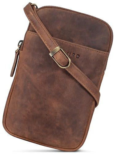 STILORD 'Loki' Vintage Echtleder Handytasche - Brustbeutel Perfekt für Reisen, Festivals & Unterwegs - Kleine Umhängetasche für Smartphone Farbe:schwarz