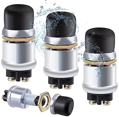GZhaizhuan 3 Pièces Bouton de Démarrage Étanche 12V 20A Interrupteur de Démarrage, Momentanée Interrupteur à Bouton-Poussoir pour Bateau de Voiture