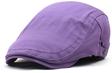WQZYY&ASDCD Barett Cap Baskenmütze Schirmmütze Modische Baskenmütze Einfarbig Baumwolle Schirmmütze Männer Und Frauen Sonnenhut Brief Nach Vorne Kappe-Lila_Verstellbar