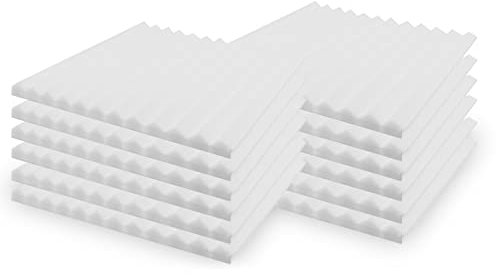 SK Studio 12 Stück Akustikschaumstoff Schallschutz Schaum Matte Keilschaumstoff Schalldämmplatten Soundproof Foam, Noppenschaumstoff Schaum-Fliesen für Zuhause und Studio 50x50x5cm, Weiß