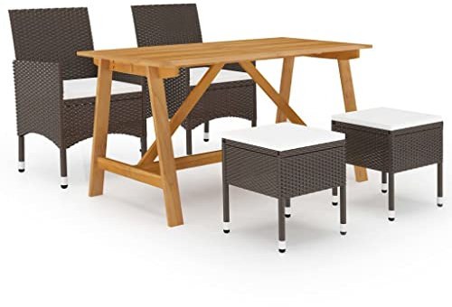 vidaXL Gartenmöbel Set 5-TLG. Gartengarnitur Sitzgarnitur Gartenset Sitzgruppe Gartentisch Esstisch Gartensessel Gartenstuhl Tisch Stühle Braun