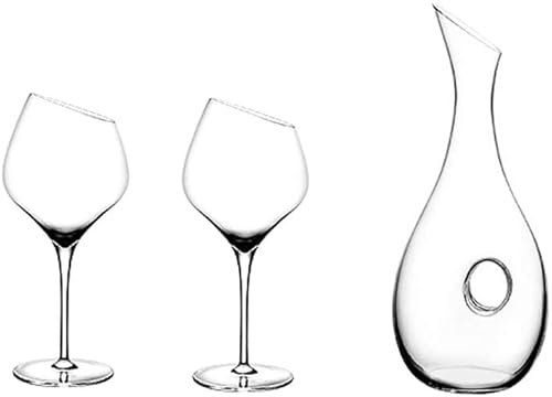 Habiba Weingläser Rotweingläser 2er Set mit Karaffen Handgefertigtes Weinglas Kristallglas Professionelle Weinprobe 580ML/19.6OZ Glaswaren Sauber