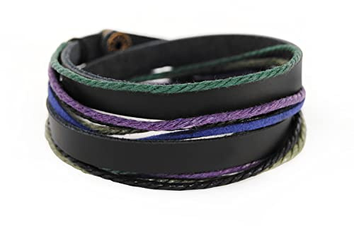 axy Armband för män armband läderarmband läder herrarmband män kvinnor, av äkta läder och bomull surfararmband, Einheitsgröße