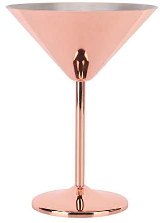MISNODE 220ml Rose Gold Stainless Steel Cocktail Champagne Cup Margarita Martini Glasses Red Wine Goblet for Home Bar Party