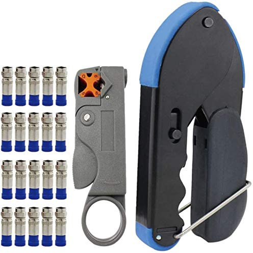 Pinzas de hierro, alicates, tenazas de carpintero, herramientas 22 piezas/juego Alicates pelacables RG6 / RG59 Herramienta Pelacables RG6 Montaje con conectores de compresión 20X F Pinzas