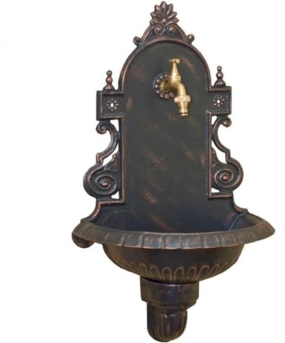 MetallWeb® Gartenbrunnen, Wandbrunnen Verona, in unterschiedlichen Farben (Schwarz - Patina Bronze)