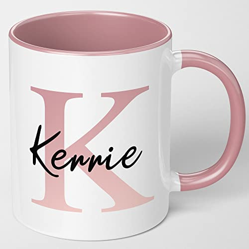Mugged Off Initial Mug Stylish Initial with Name Personalised Gift 11oz Ceramic Coffee/Tea Cup Birthday, Christmas Day for Mum Mom, Dad, Friends Valentine’s Day Mothers Day Gifts
