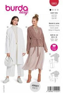Burda Schnittmuster, 5883, Jacke und Cardigan selber nähen [Damen, Gr. 34-44] Level 1 für Anfänger