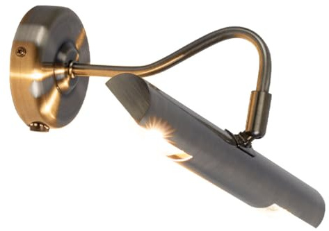 Wandlampe Messing Wandleuchte Innen beweglich Schlafzimmer Lampe Wand Bilderleuchte zum verstellen, Metall Messing, 2x E14, LxT 36x21