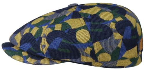 Stetson Hatteras Jacquard The Feebles Flatcap Mehrfarbige Achtteilige Mütze Made in EU Herren Herbst Winter blau L (58-59 cm)