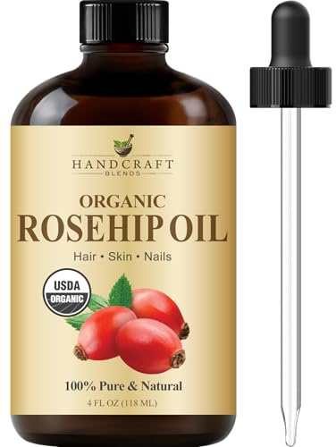 Handcraft Blends Olio di rosa canina biologico, 100% puro e naturale, olio premium per viso, pelle e capelli, protegge e lenisce, olio vettore