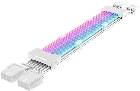 Pinafresa Câble d'extension ARGB pour boîtier PC ATX 2 x 8 broches PCI-E GPU Neon Color Line ARGB Streamer Transfert Carte graphique Câble d'alimentation Durable Facile à installer